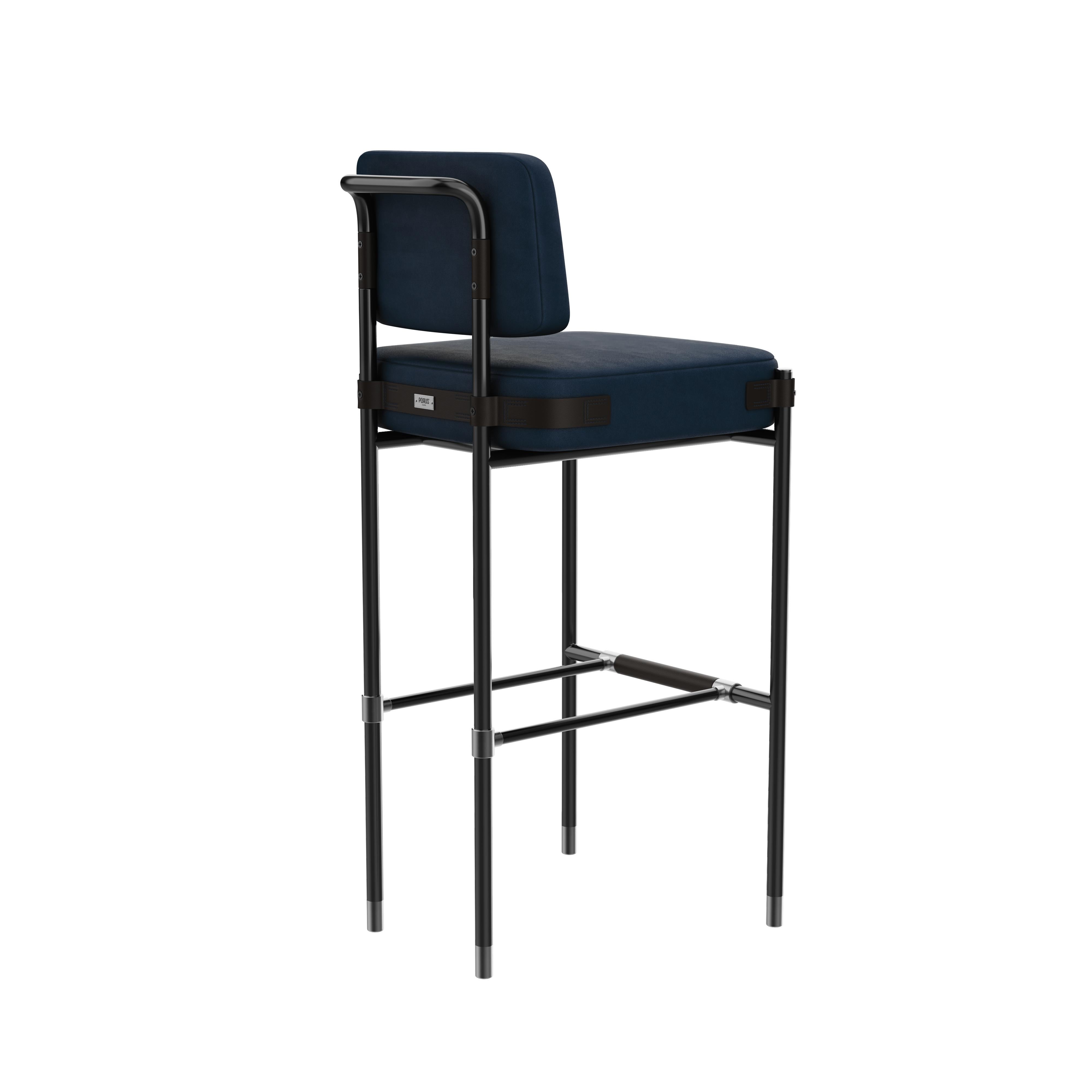 Acier inoxydable Chaise de bar contemporaine Fulton Pieds en acier inoxydable Made in Portugal Porus Studio en vente