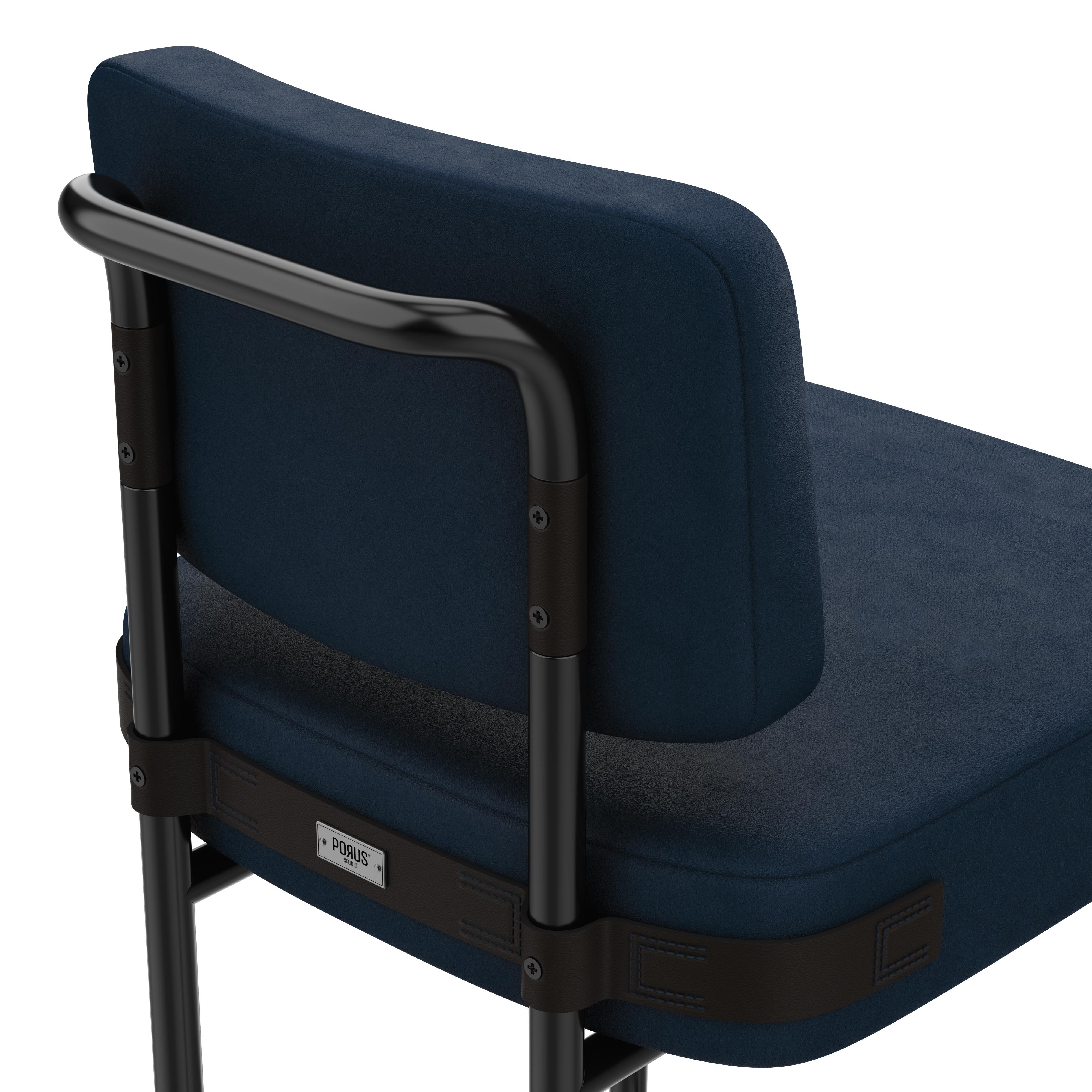 Chaise de bar contemporaine Fulton Pieds en acier inoxydable Made in Portugal Porus Studio en vente 3