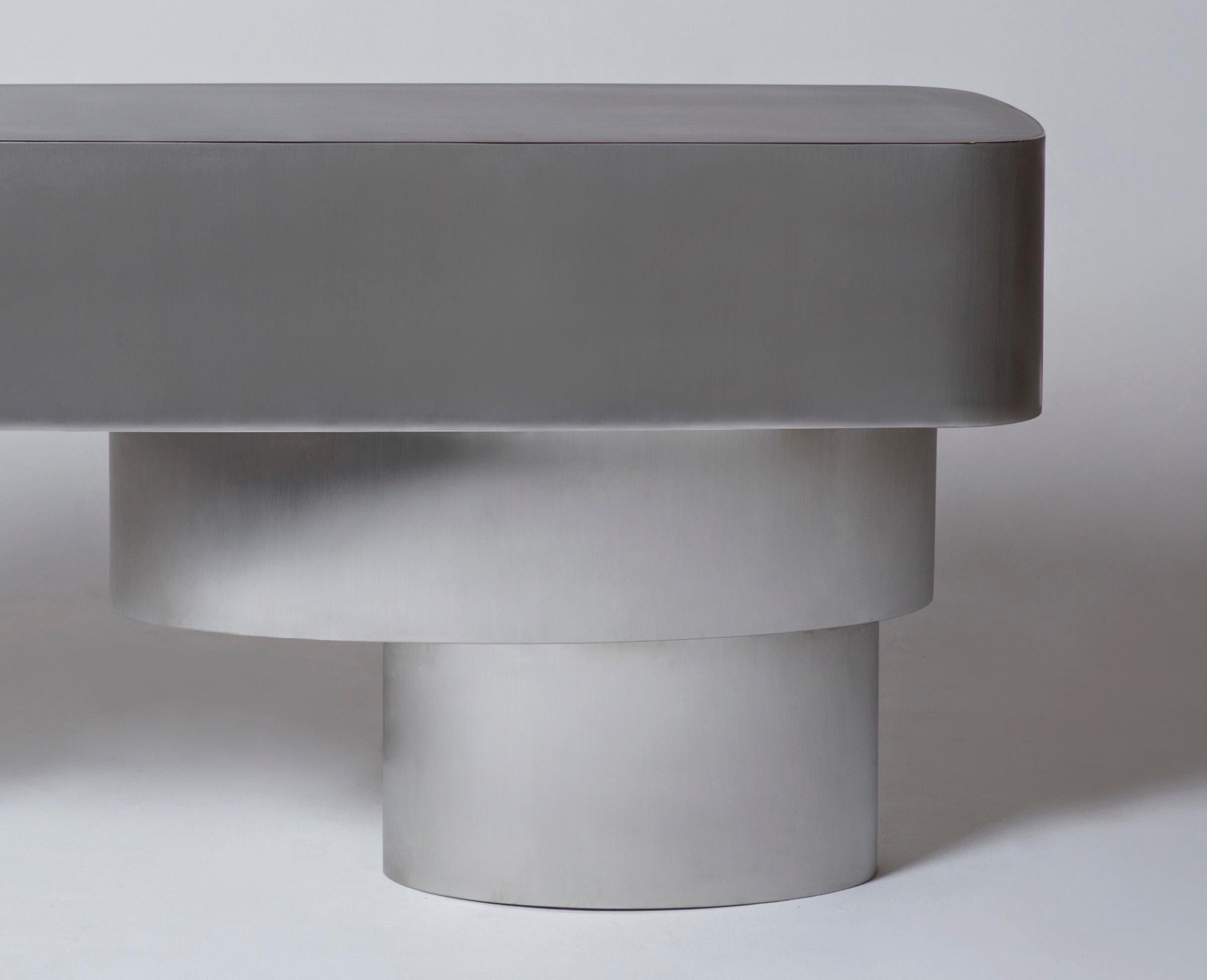 Brazilian Contemporary Futuristic Console Table in Stainless Steel For Sale