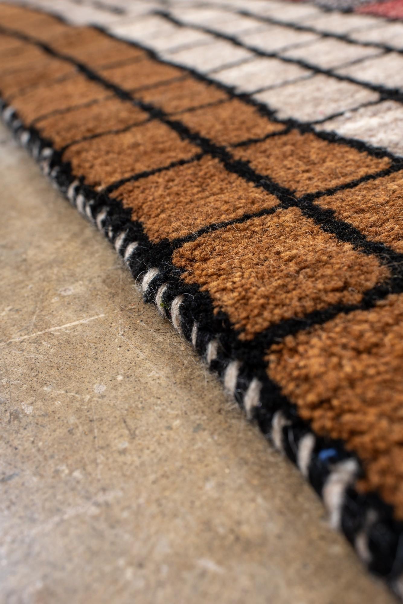 Contemporary Gabbeh Rug with Graphic Grid Pattern For Sale 1