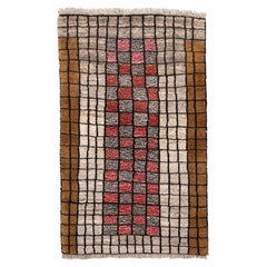 Contemporary Gabbeh Rug with Graphic Grid Pattern