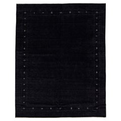 Contemporary Gabbeh Style Wool Rug Handmade with Minimalist Motif