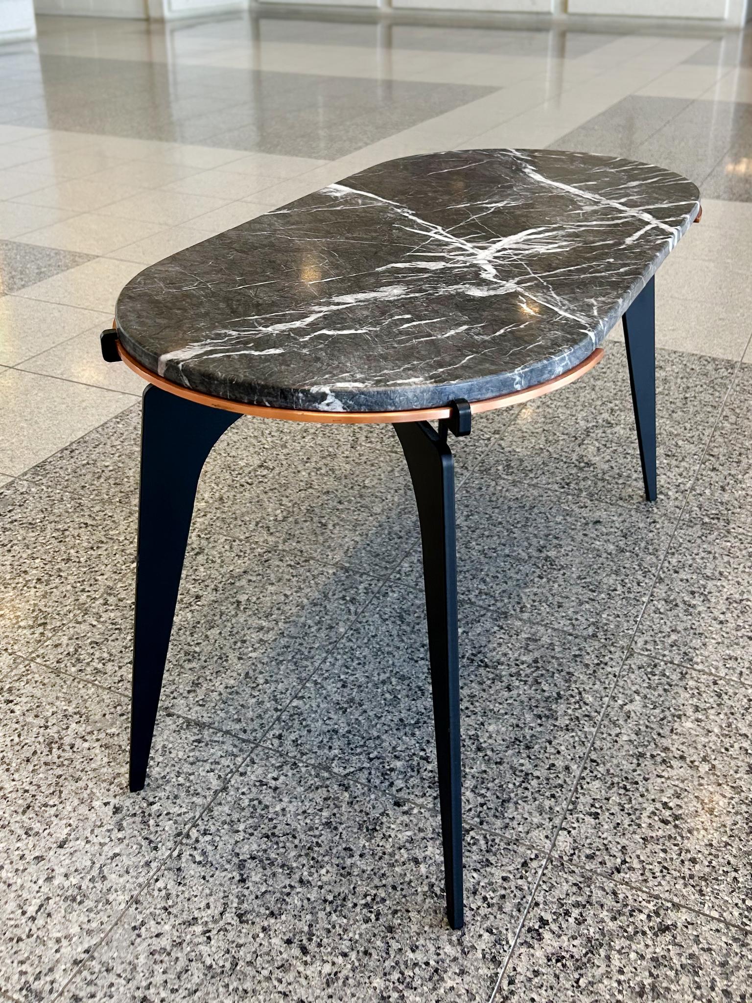 Copper Contemporary Gabriel Scott Custom Prong Racetrack Side Table For Sale