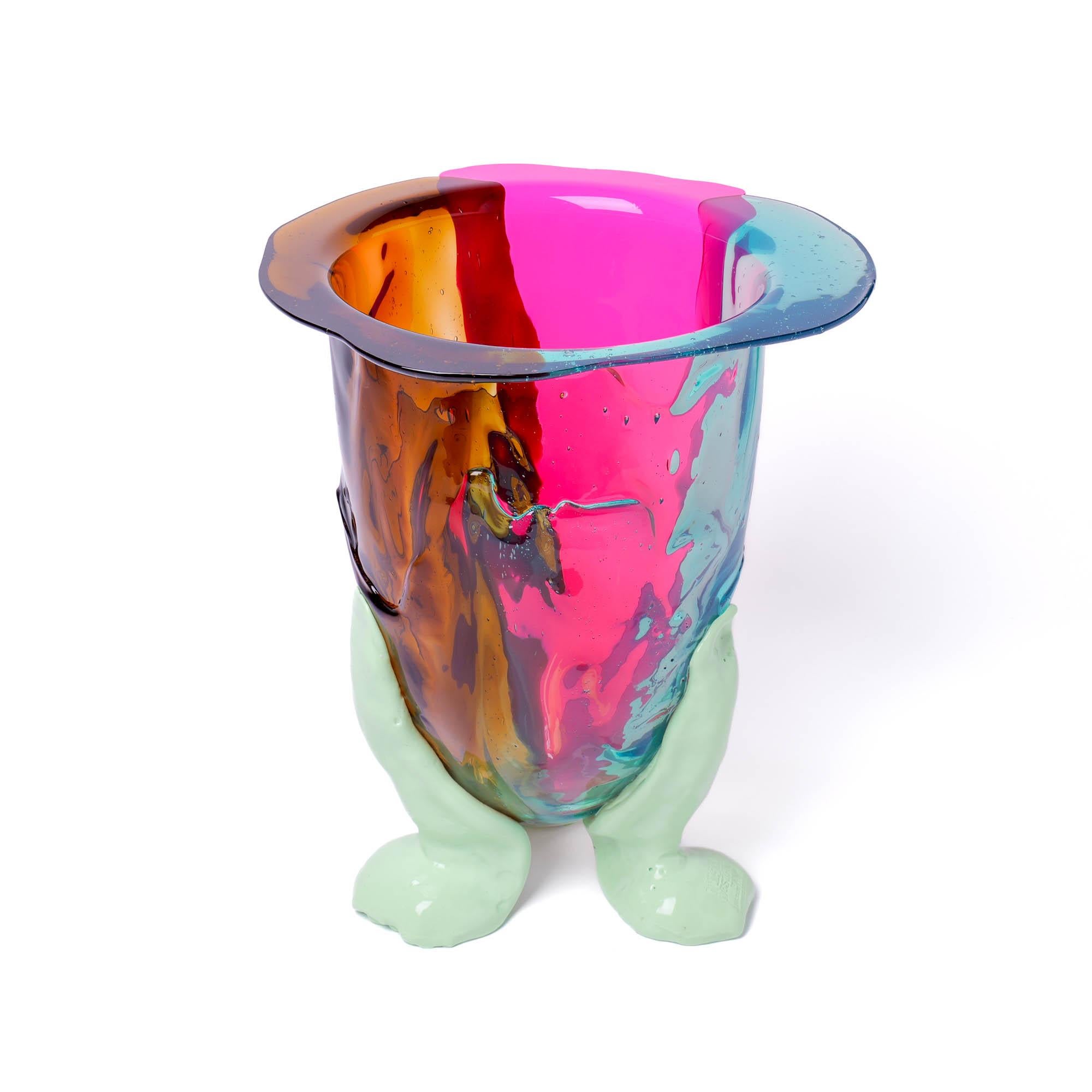 Fish Design Gaetano Pesce Amazonia Vase L Clear Aqua, Brown, Fluo Fuchsia, Mint For Sale 4