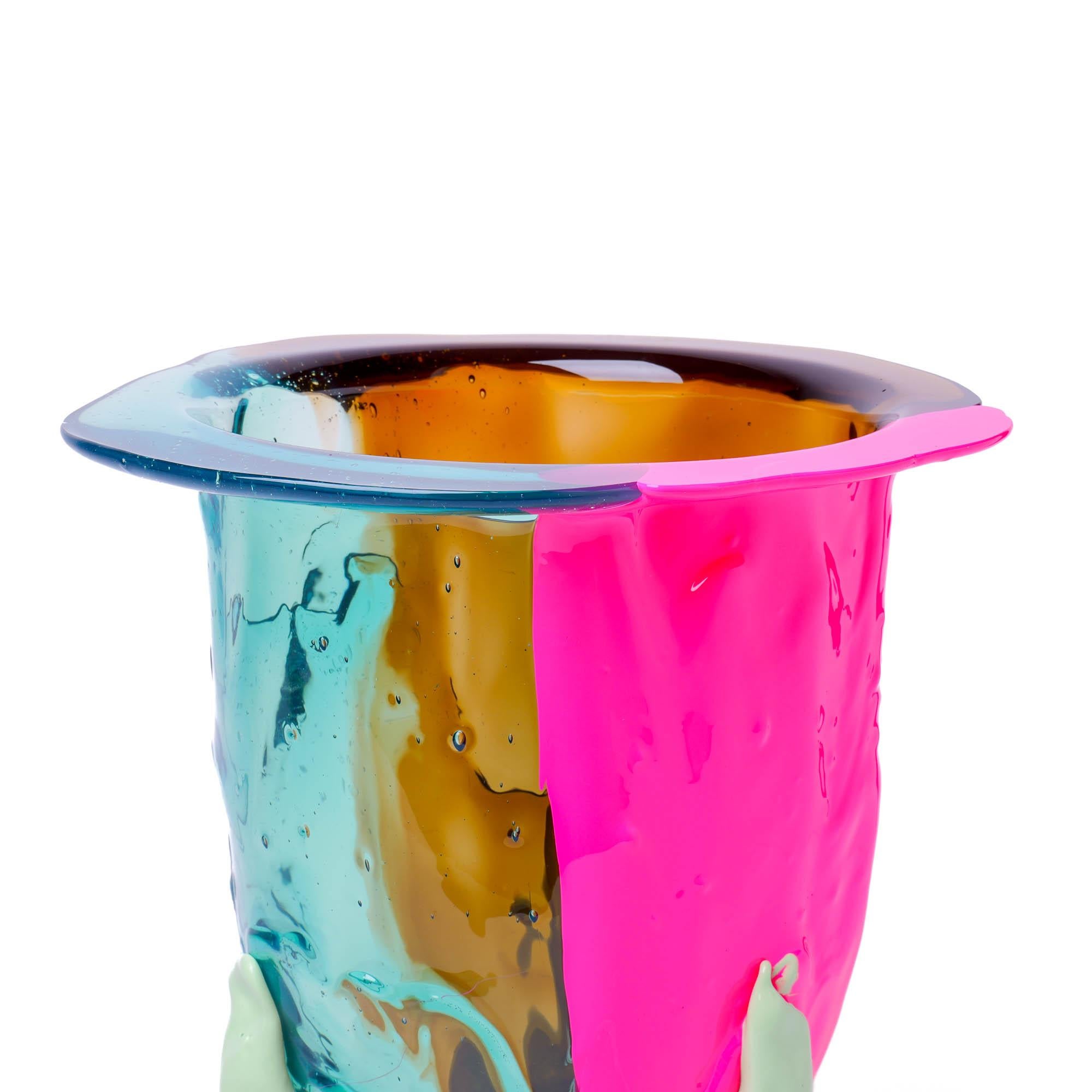 Italian Fish Design Gaetano Pesce Amazonia Vase L Clear Aqua, Brown, Fluo Fuchsia, Mint For Sale