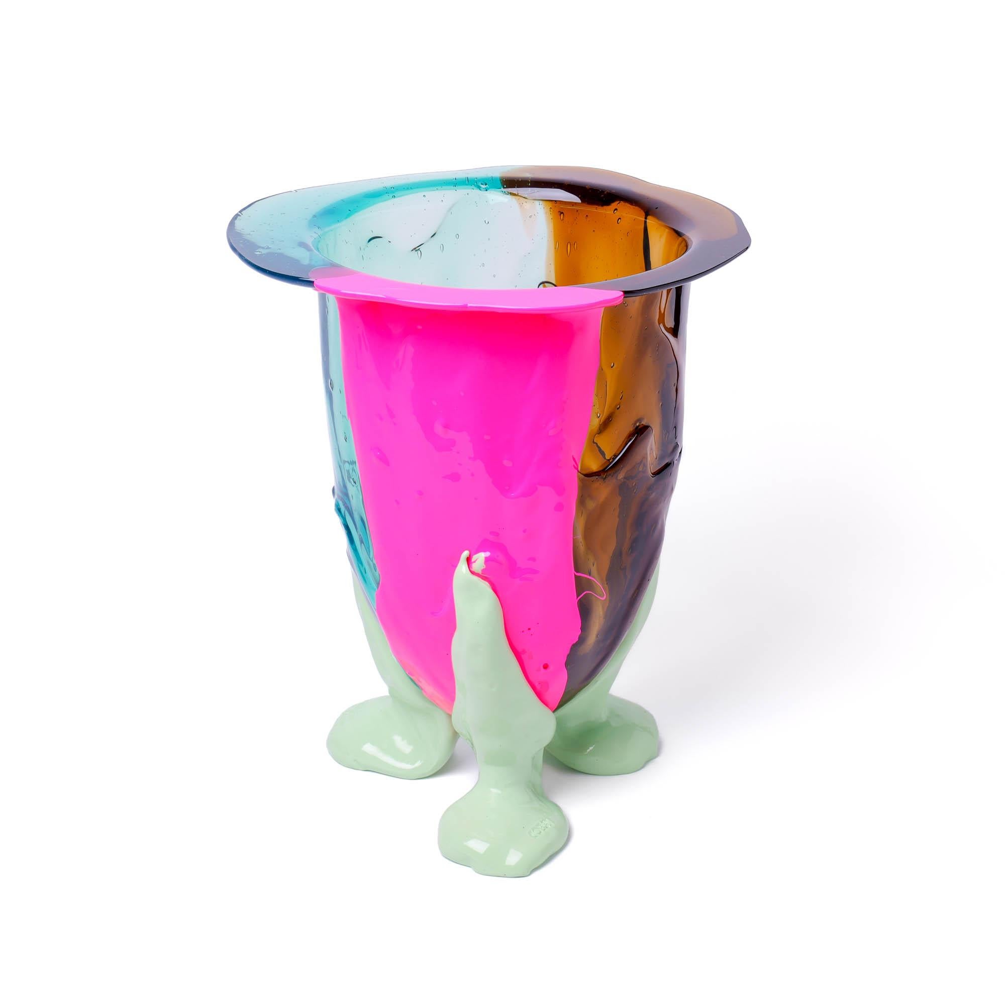 Resin Fish Design Gaetano Pesce Amazonia Vase L Clear Aqua, Brown, Fluo Fuchsia, Mint For Sale