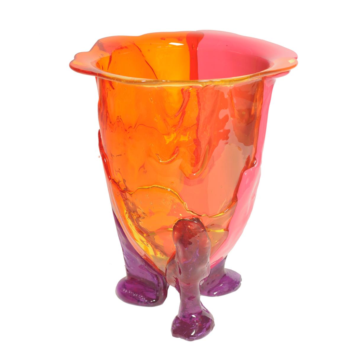 Arts and Crafts Contemporary Gaetano Pesce Amazonia L Vase Resin Yellow Orange Fuchsia Lilac For Sale