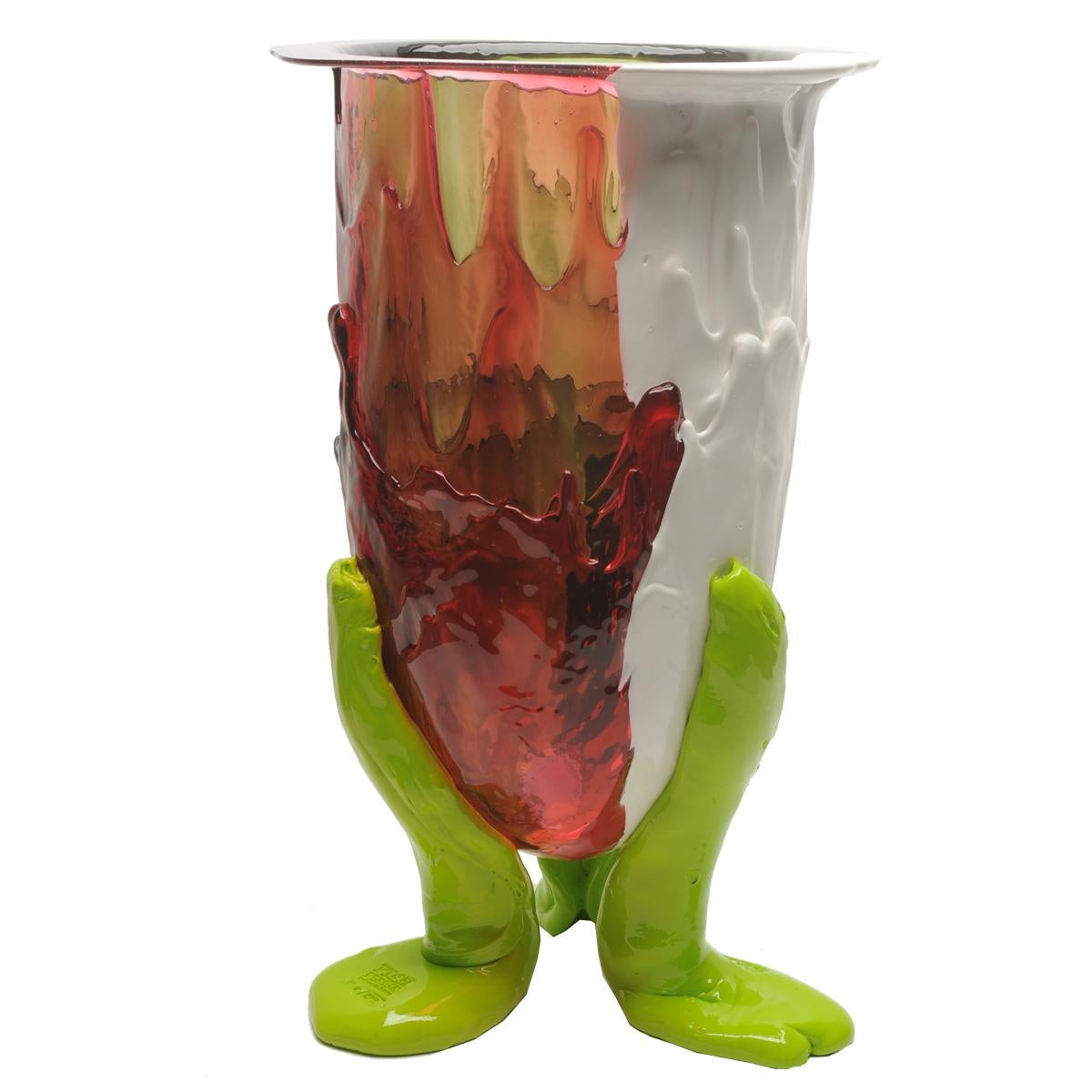 Arts and Crafts Contemporary Gaetano Pesce Amazonia XL Vase Resin Green Fuchsia White Lime For Sale