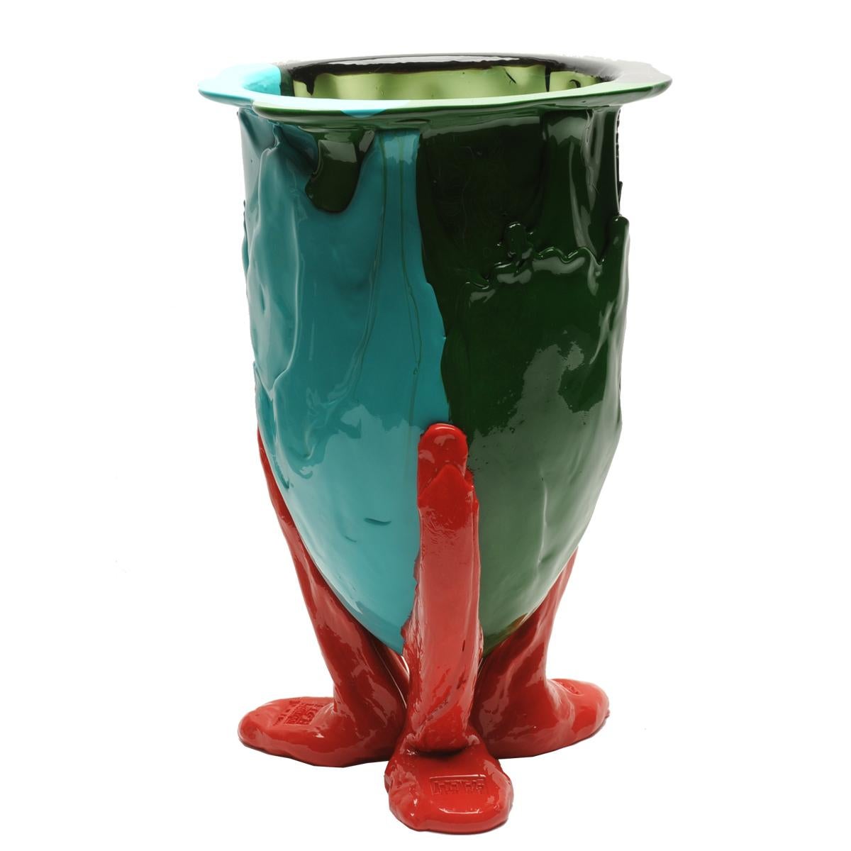 Arts and Crafts Contemporary Gaetano Pesce Amazonia XL Vase Resin Green Turquoise Coral Red For Sale