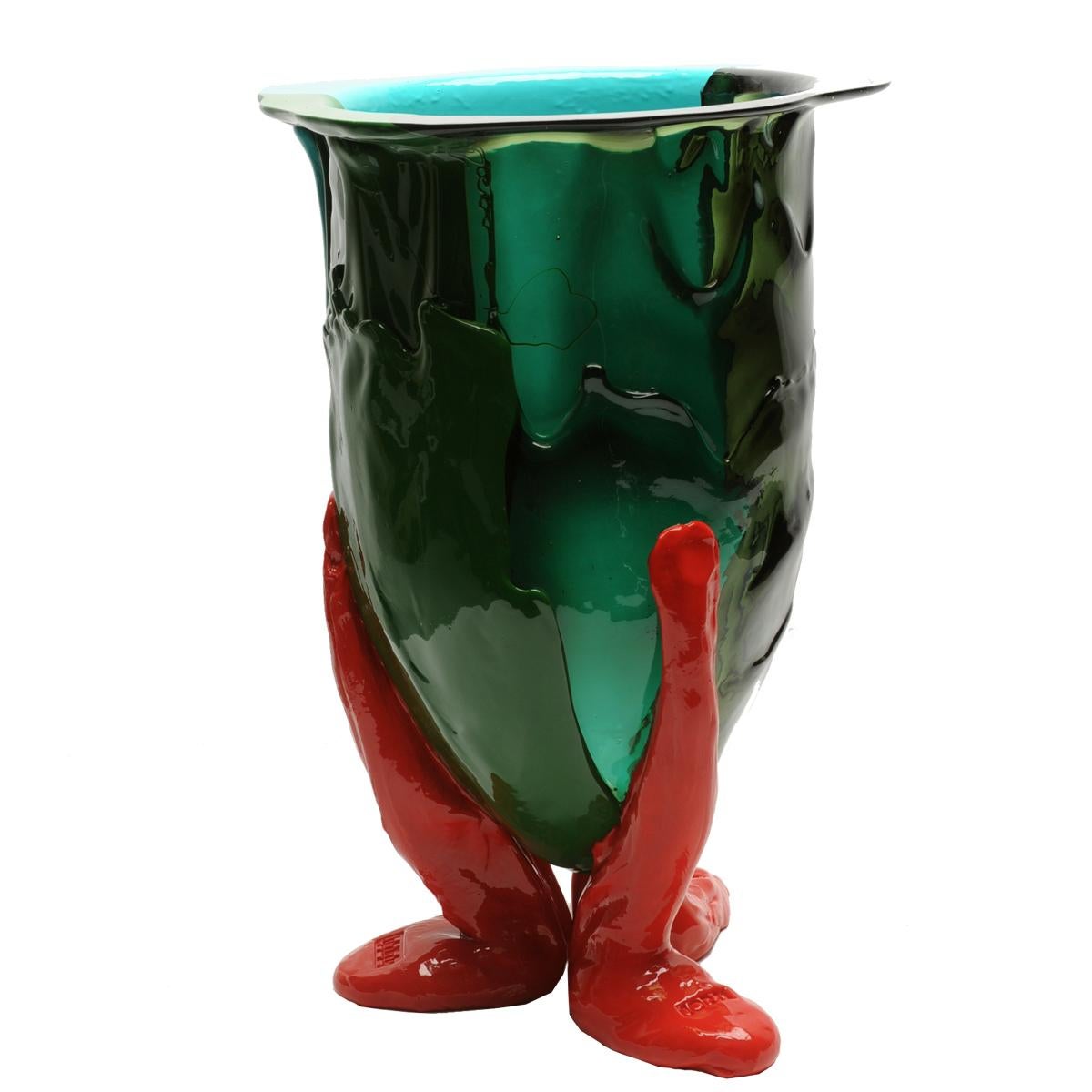 Arts and Crafts Vaso contemporaneo Gaetano Pesce Amazonia XL in resina verde turchese rosso corallo in vendita