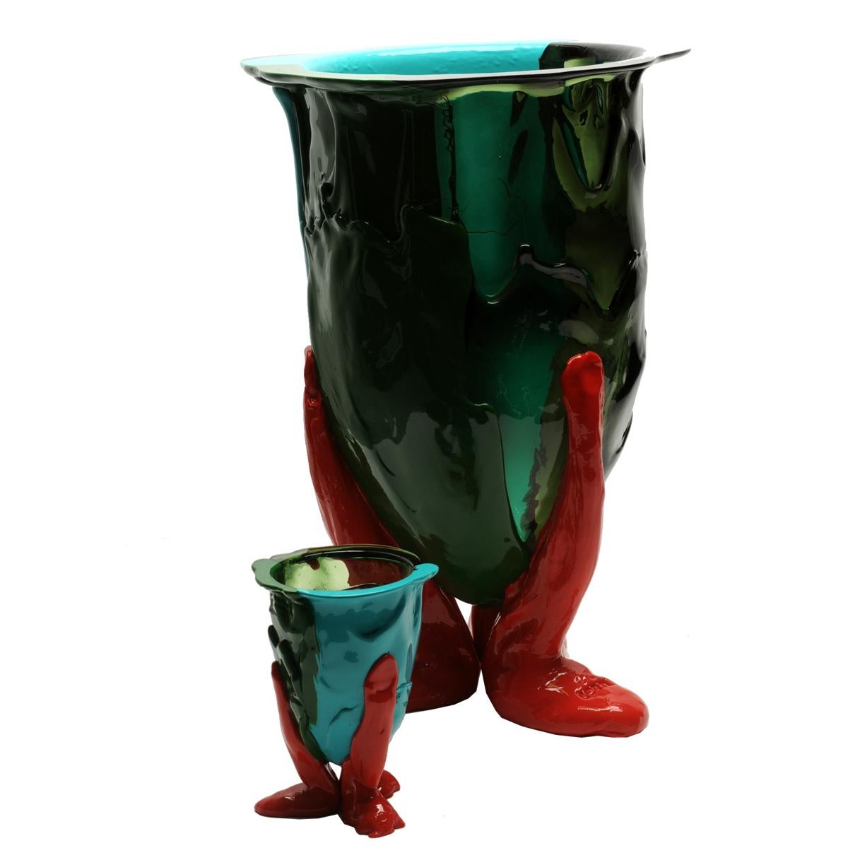 Contemporary Gaetano Pesce Amazonia XL Vase Resin Green Turquoise Coral Red In New Condition For Sale In barasso, IT