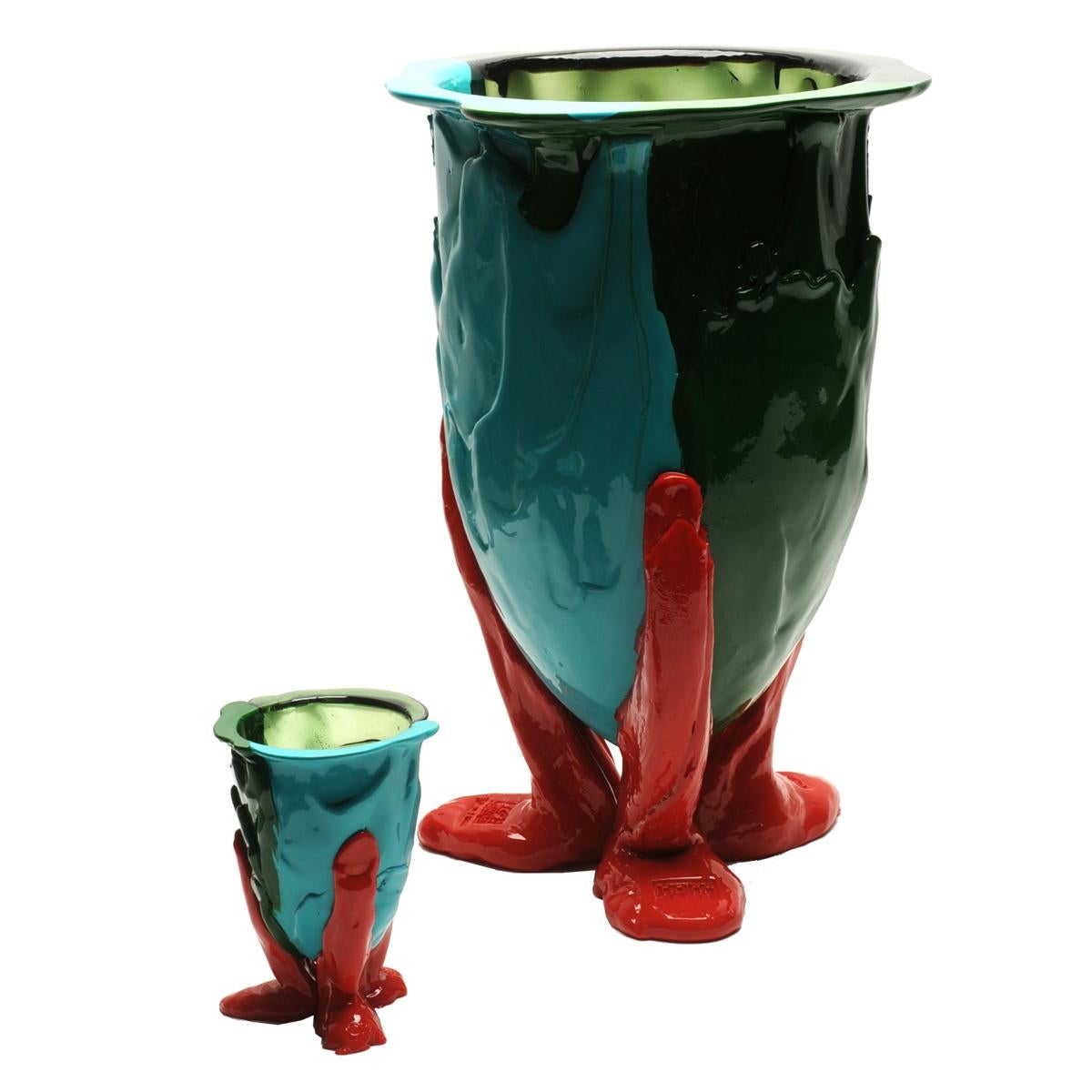 Contemporary Gaetano Pesce Amazonia XL Vase Resin Green Turquoise Coral Red For Sale 1