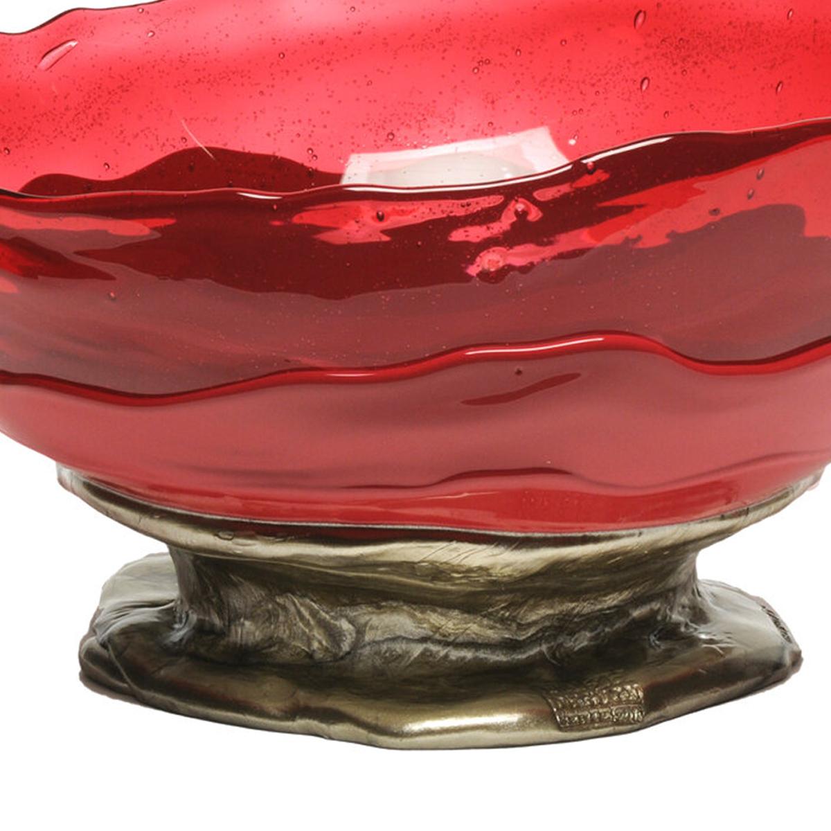 Arts and Crafts Contemporary Gaetano Pesce Big Collina L Vase Resin Fuchsia Cherry Bronze For Sale