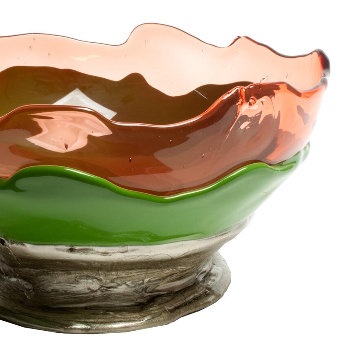 Italian Contemporary Gaetano Pesce Big Collina L Vase Resin Ruby Green Bronze For Sale