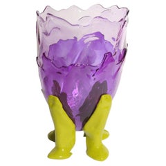 Contemporary Gaetano Pesce Clear L Vase Resin Lilac Purple Green Turquoise