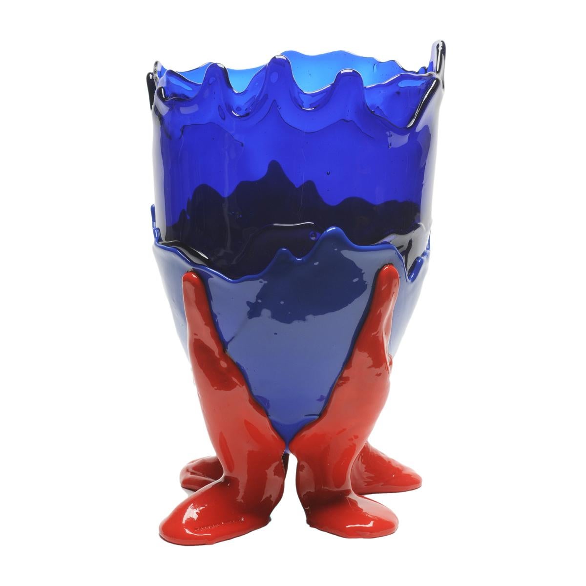 Italian Contemporary Gaetano Pesce Clear M Vase Resin Blue Red For Sale