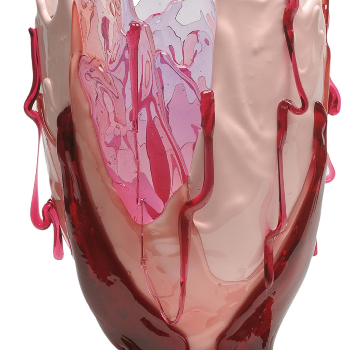 Modern Contemporary Gaetano Pesce Clear Special L Vase Resin Fuchsia Pink Lilac For Sale