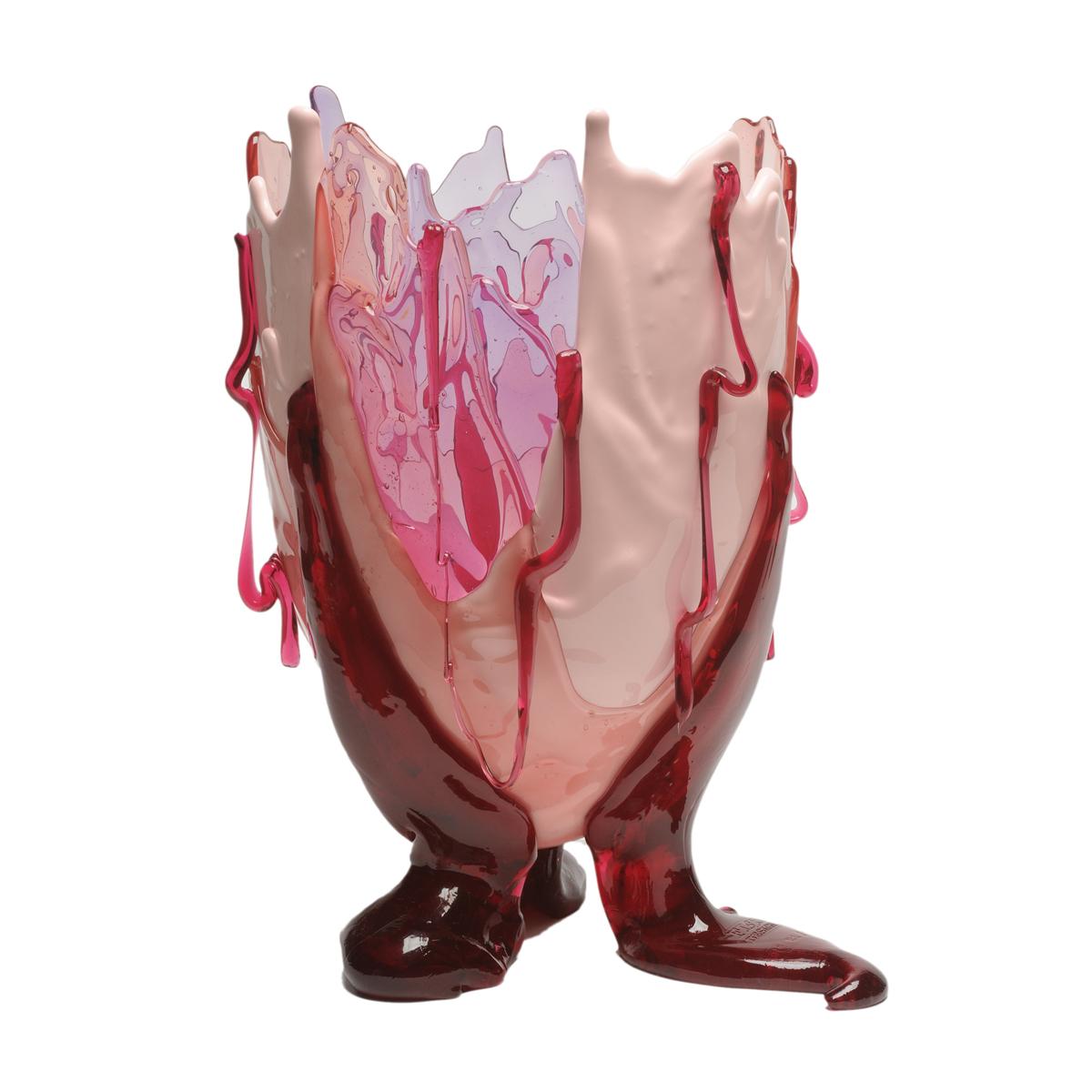 Contemporary Gaetano Pesce Clear Special L Vase Resin Fuchsia Pink Lilac In New Condition For Sale In barasso, IT