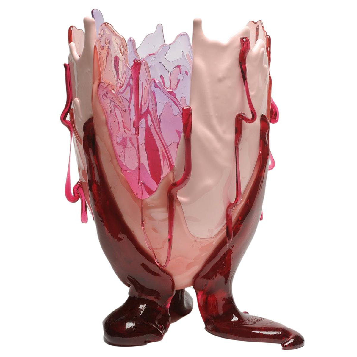 Contemporary Gaetano Pesce Clear Special L Vase Resin Fuchsia Pink Lilac For Sale