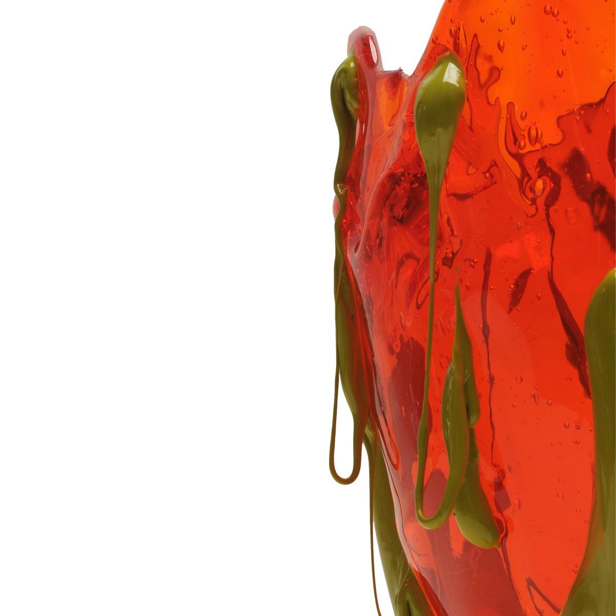 Contemporary Gaetano Pesce Clear Special L Vase Harz Orange Grün im Angebot 4