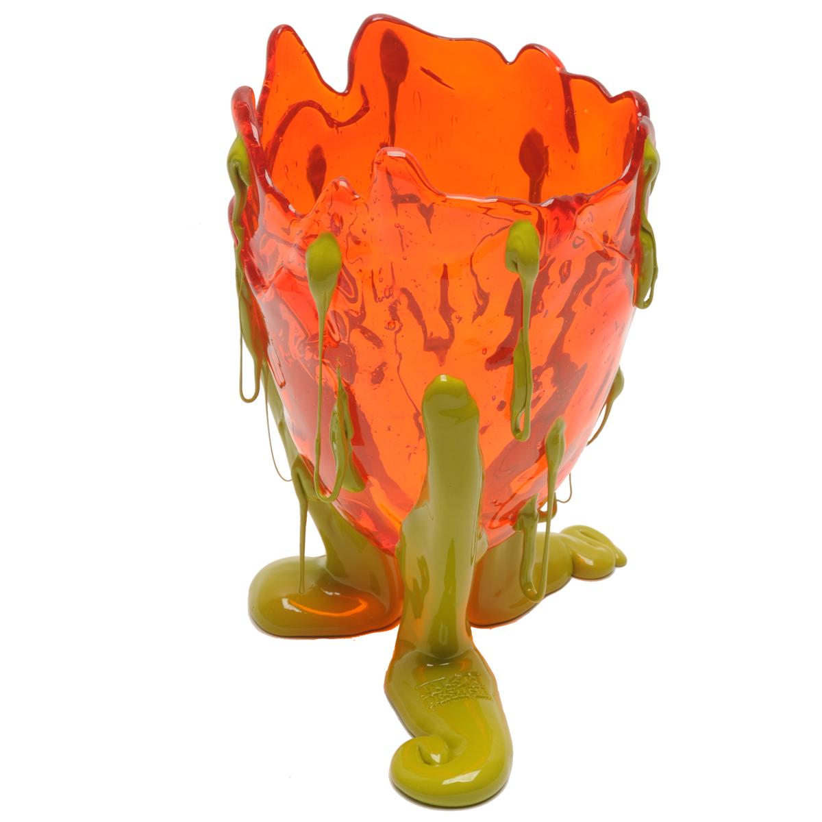 Contemporary Gaetano Pesce Clear Special L Vase Harz Orange Grün (21. Jahrhundert und zeitgenössisch) im Angebot