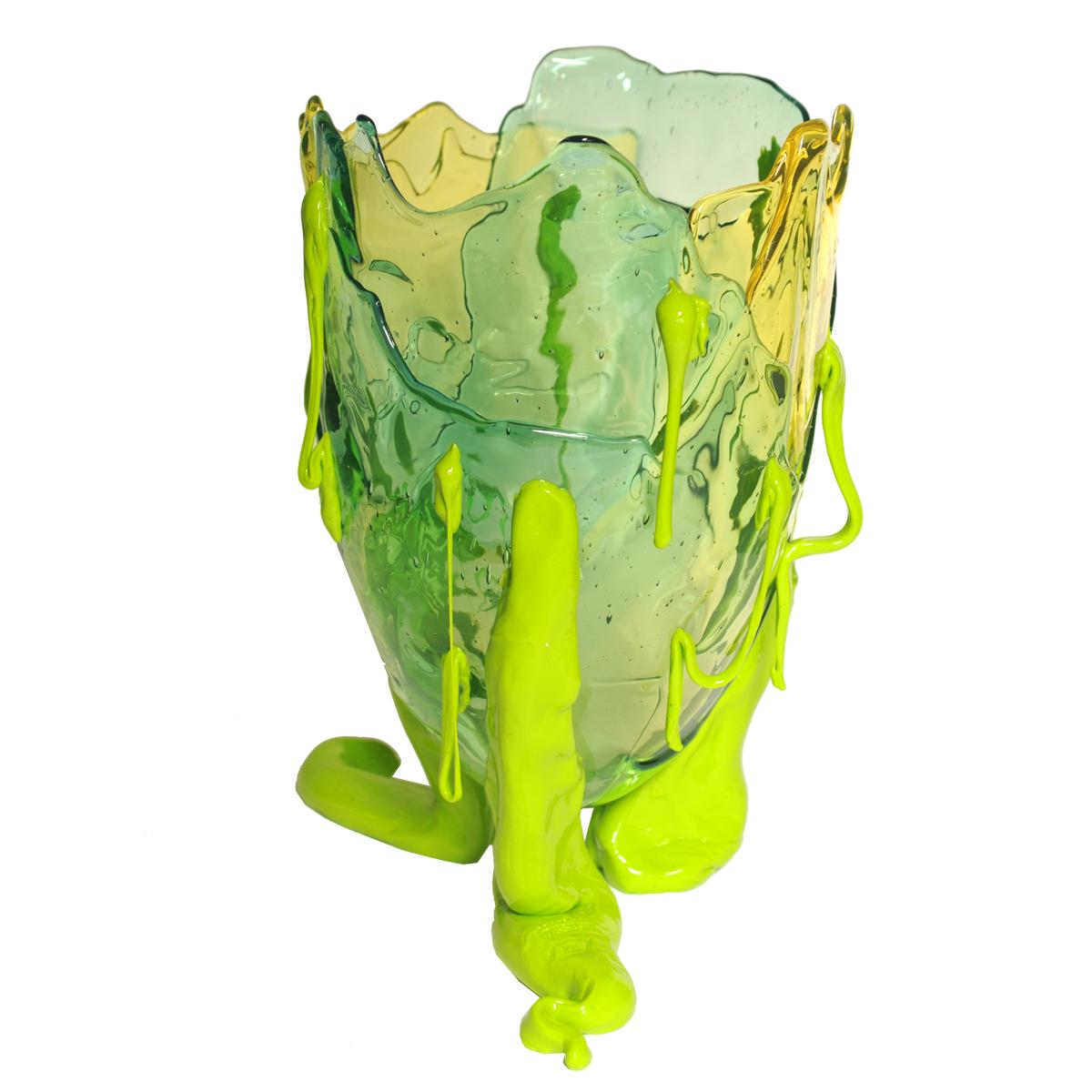 Modern Contemporary Gaetano Pesce Clear Special L Vase Resin Yellow, Lime, Turquoise For Sale