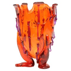Contemporary Gaetano Pesce Clear Special L Vase Soft Resin Red