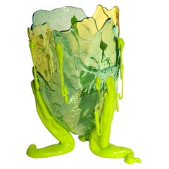 Contemporáneo Gaetano Pesce Jarrón Transparente Especial M Resina Amarillo, Lima, Turquesa