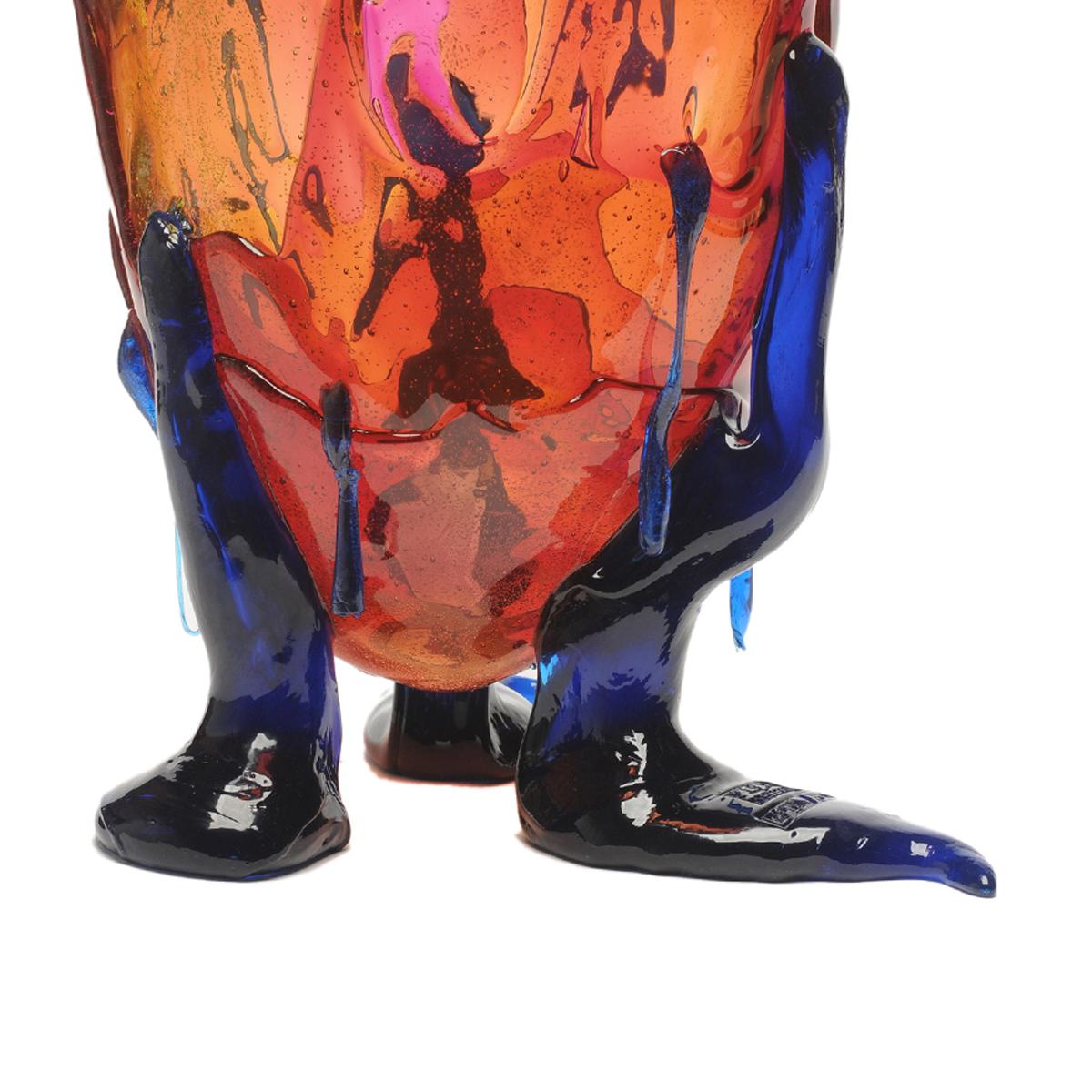 Modern Contemporary Gaetano Pesce Clear Special L Vase Soft Resin Amber Fuchsia Blue For Sale