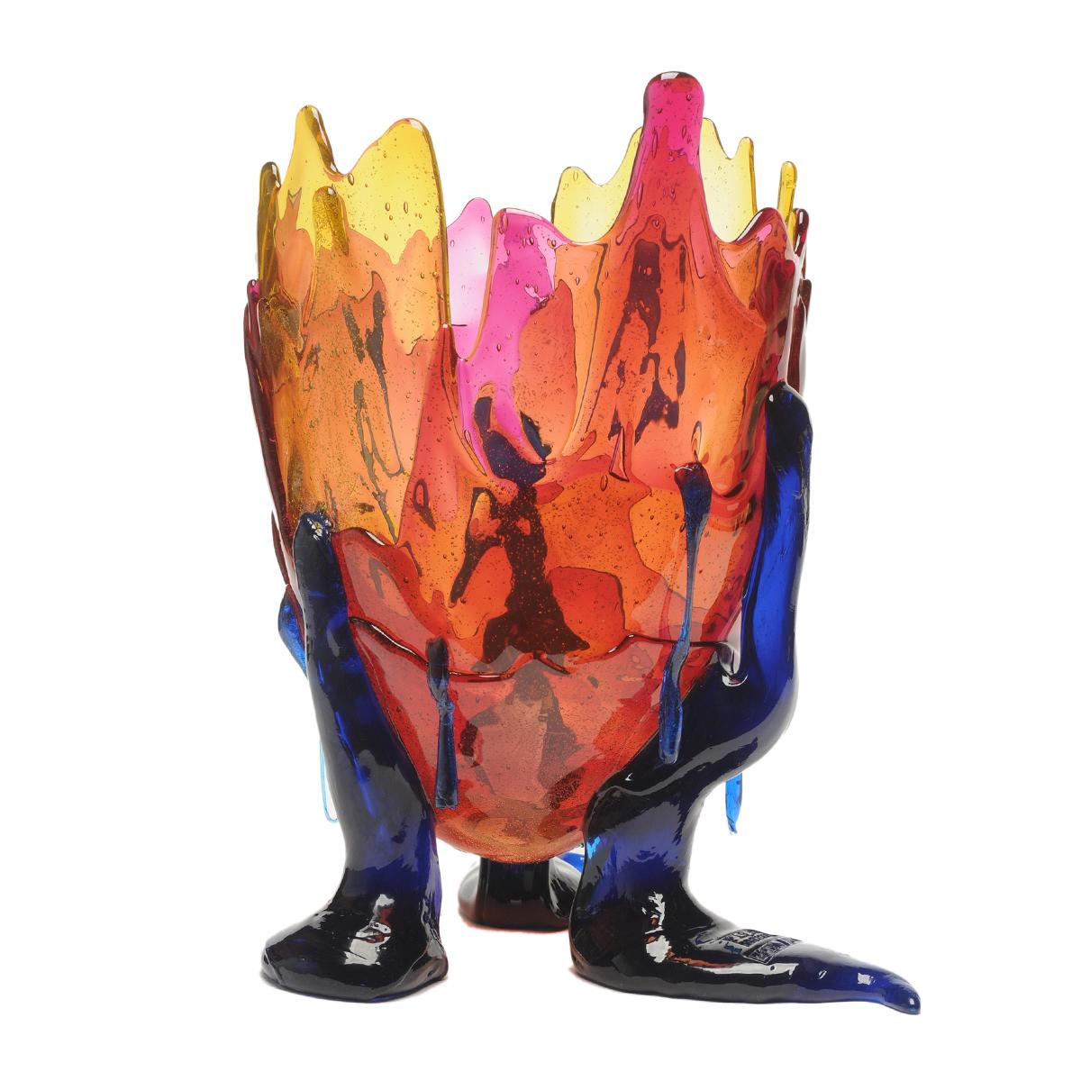 Italian Contemporary Gaetano Pesce Clear Special L Vase Soft Resin Amber Fuchsia Blue For Sale