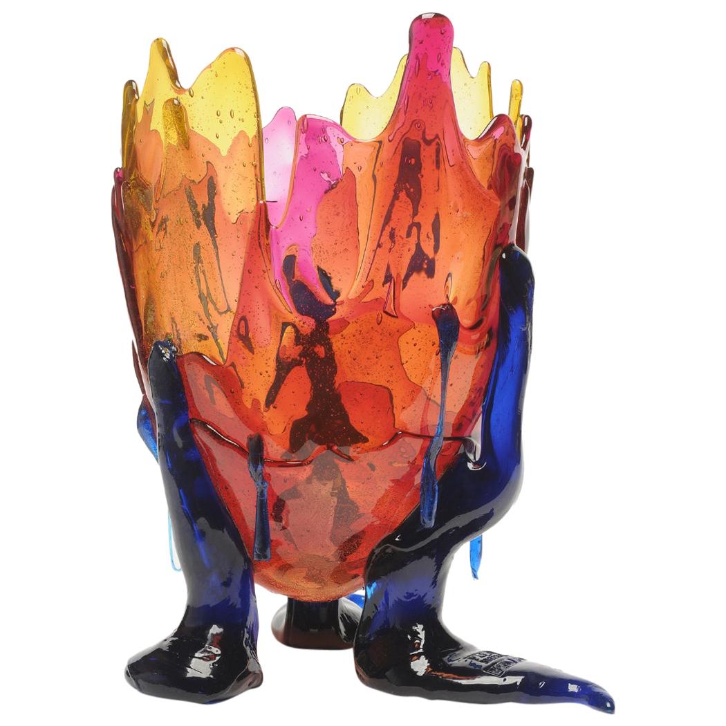 Contemporary Gaetano Pesce Clear Special L Vase Soft Resin Amber Fuchsia Blue