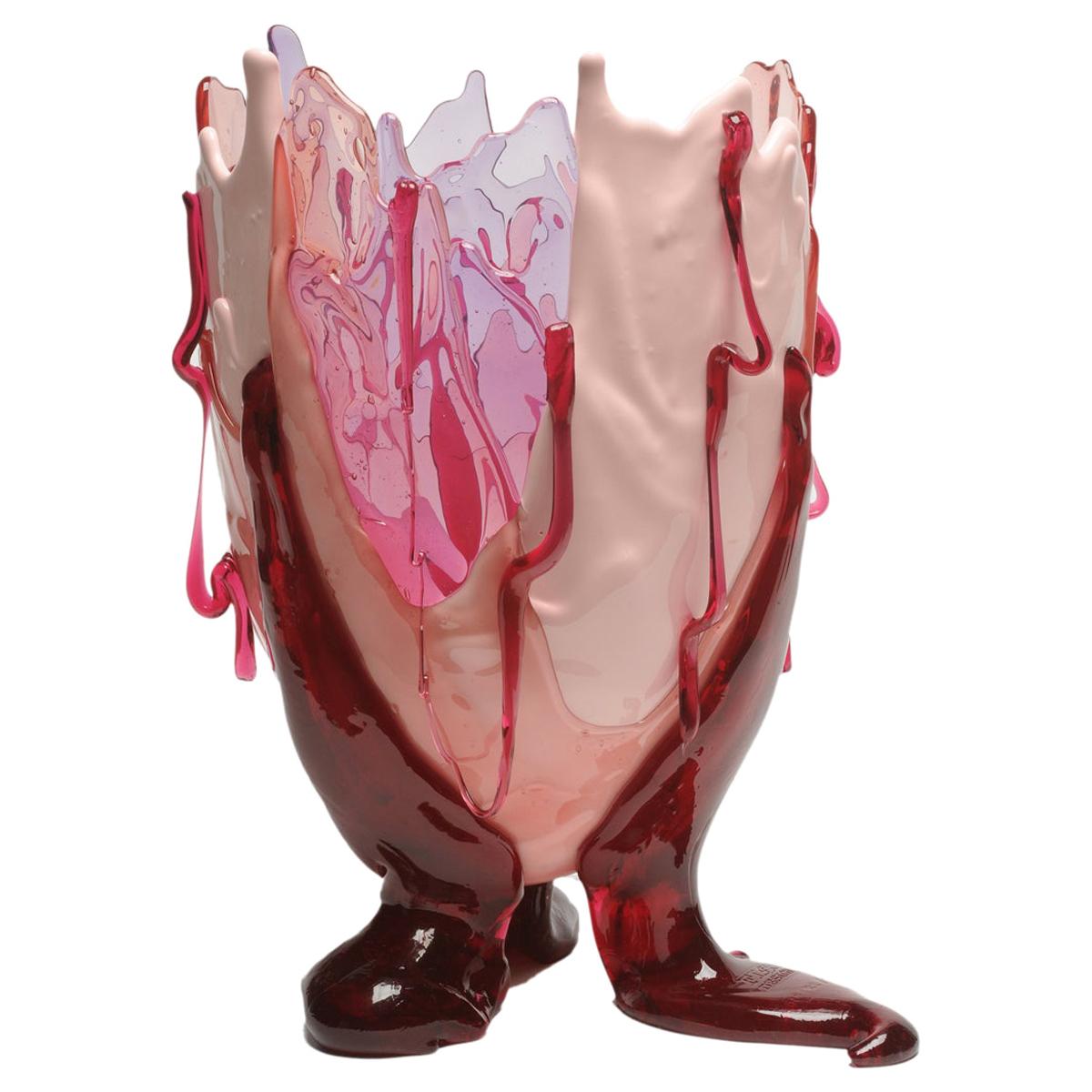Contemporary Gaetano Pesce Clear Special XL Vase Resin Fuchsia Pink Lilac For Sale