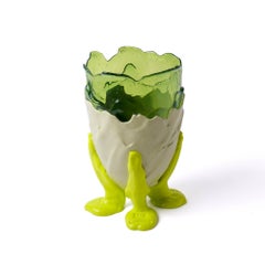 Contemporáneo Gaetano Pesce Jarrón Transparente L Botella Resina Verde, Oliva, Amarillo Fluo