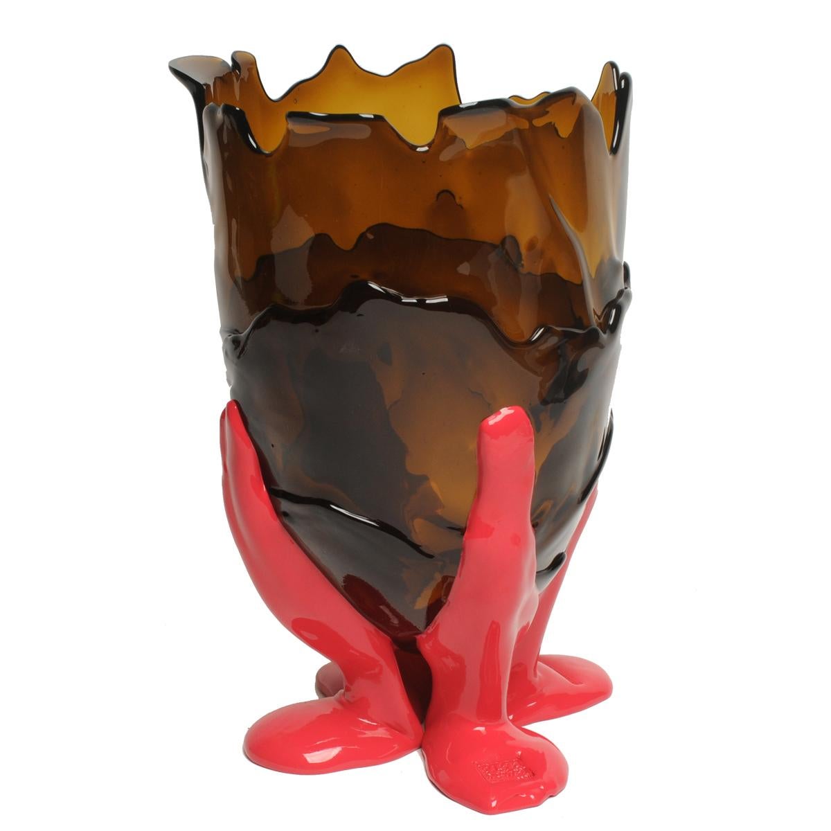 Contemporary Gaetano Pesce Clear Vase L Resin Brown Fuchsia For Sale 1