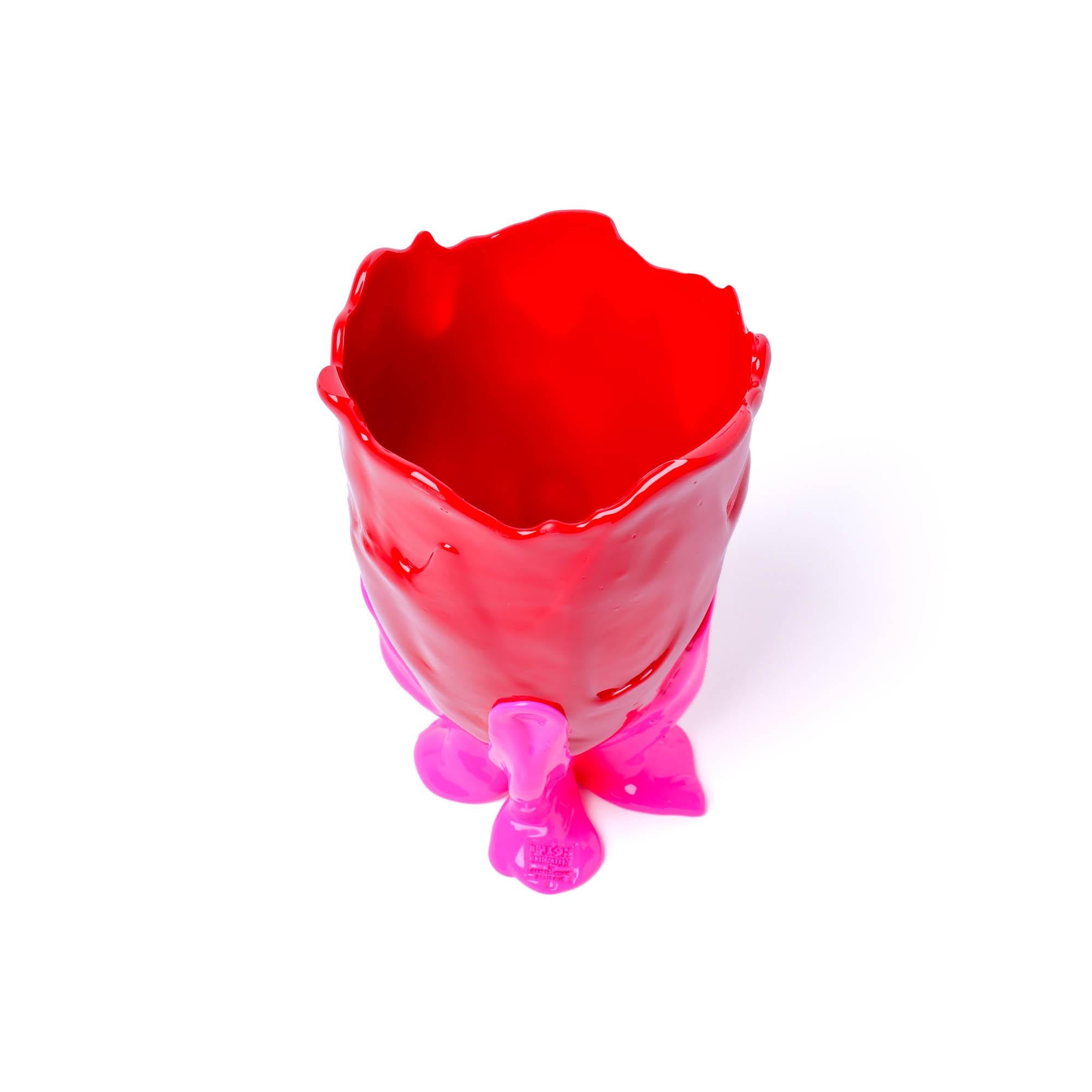 Arts and Crafts Gaetano Pesce Clear Vase M Resin Red Fluo Fuchsia For Sale