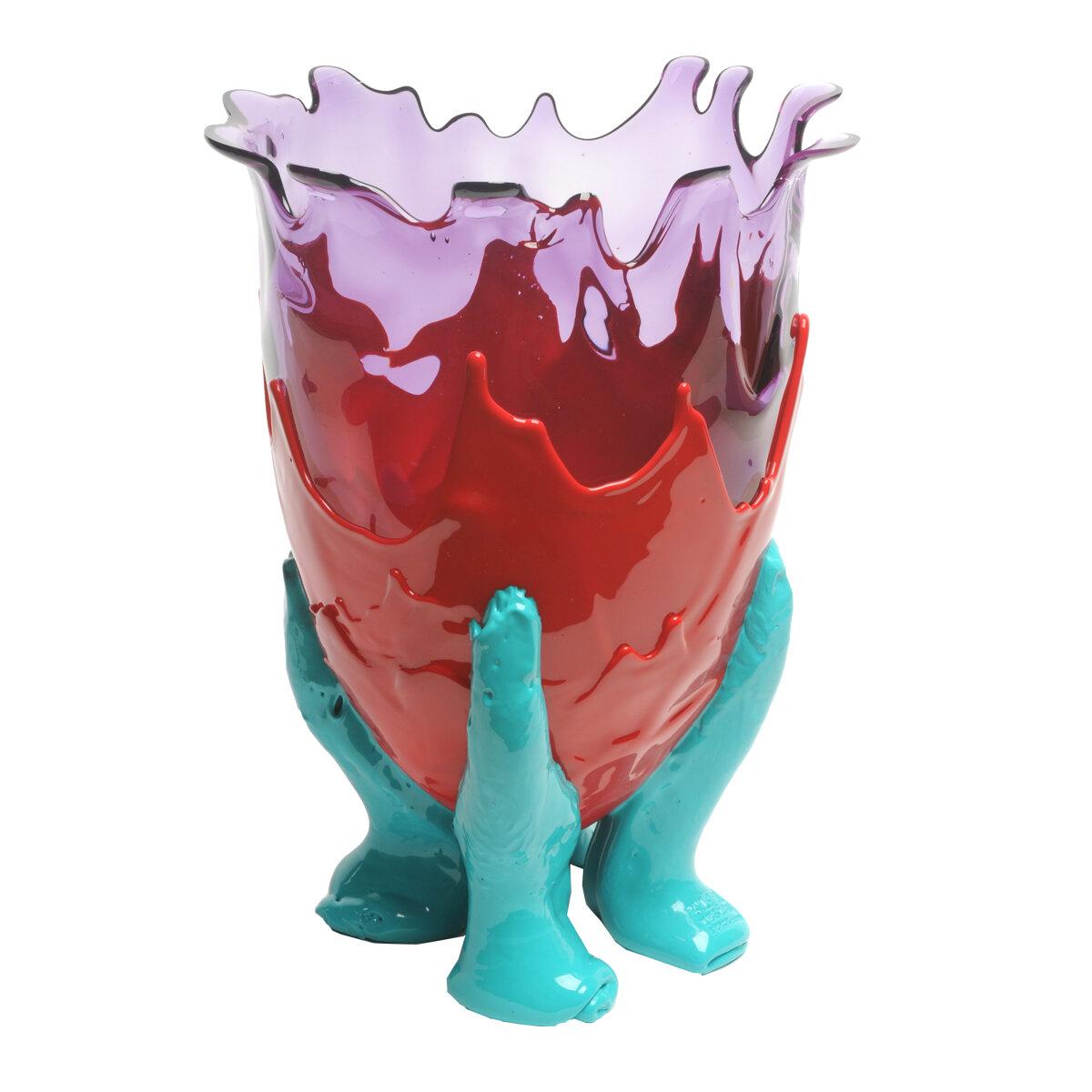 Contemporary Gaetano Pesce Clear L Vase Resin Blue Lilac Red Turquoise In New Condition For Sale In barasso, IT