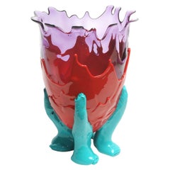Contemporary Gaetano Pesce Clear L Vase Resin Blue Lilac Red Turquoise