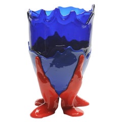 Contemporary Gaetano Pesce Clear L Vase Resin Blue Red