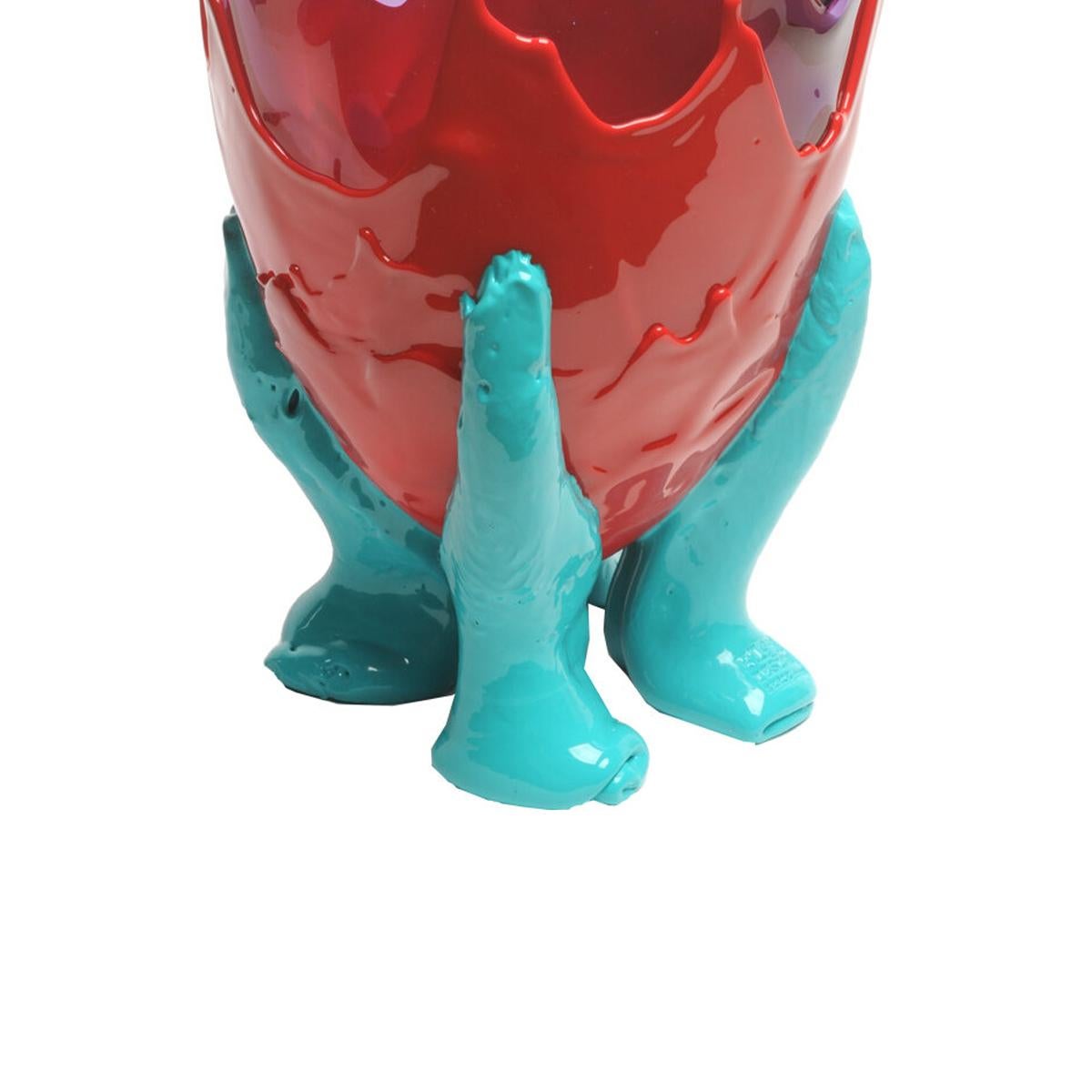 Arts and Crafts Vaso trasparente contemporaneo Gaetano Pesce XL in resina Blu Lilla Rosso Turchese in vendita