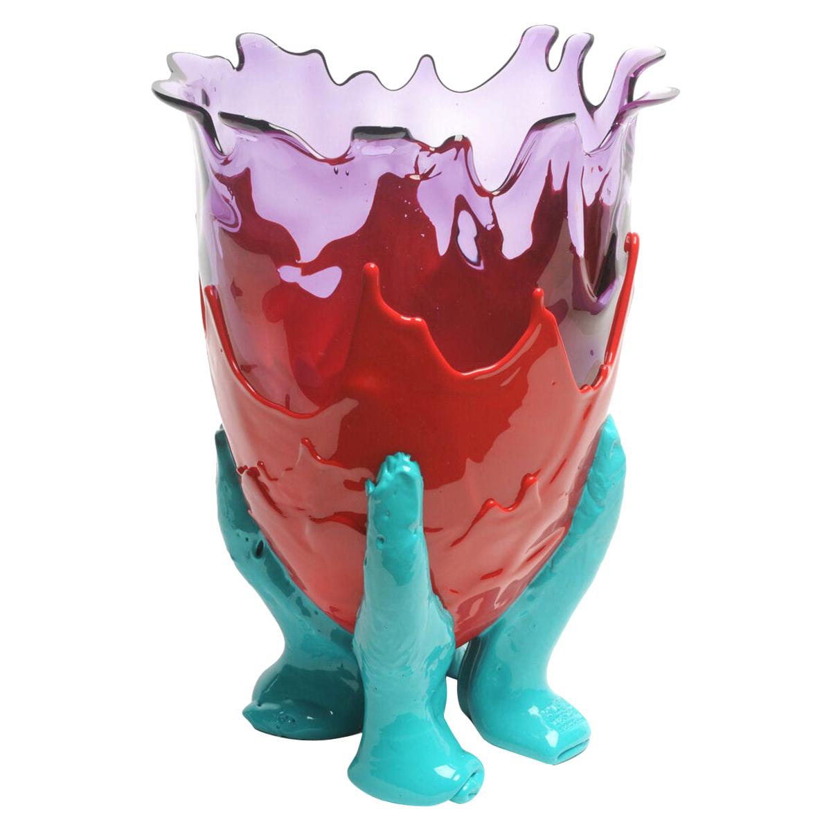 Contemporary Gaetano Pesce Klar Vase XL Harz Blau Flieder Rot Türkis