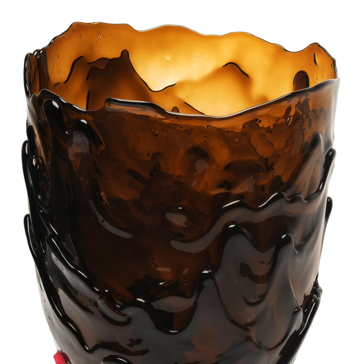 Contemporary Gaetano Pesce Clear Vase XL Resin Brown Fuchsia In New Condition For Sale In barasso, IT