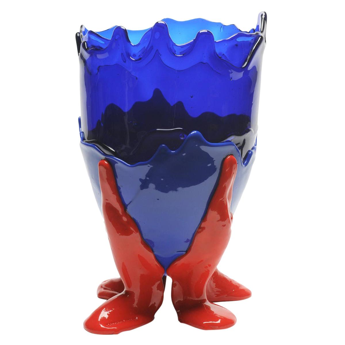 Contemporary Gaetano Pesce Clear XL Vase Resin Blue Red For Sale