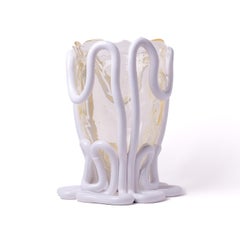 Zeitgenössische Gaetano Pesce Indian Summer L Vase Weichharz klar und weiß