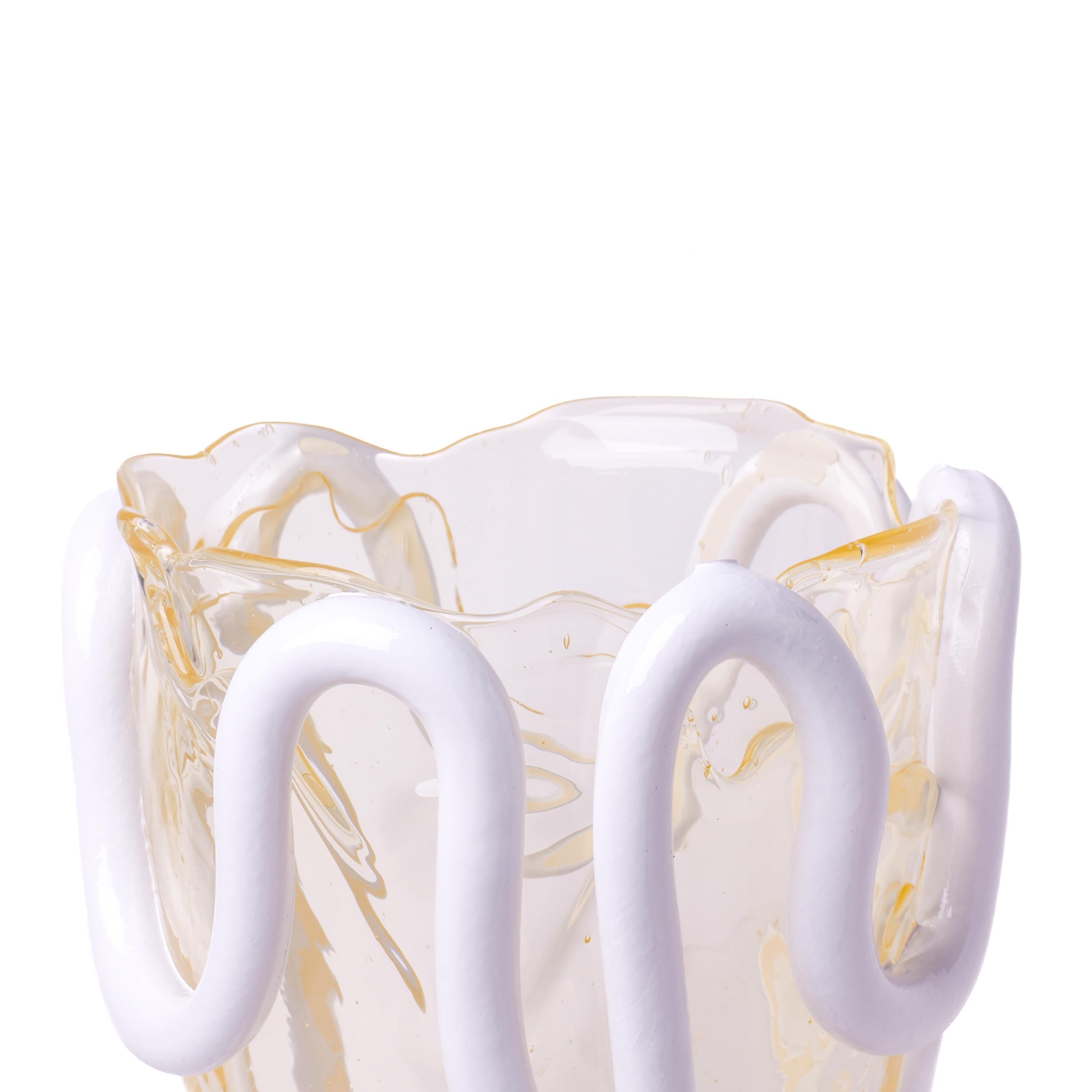 Contemporary Gaetano Pesce Indian Summer L Vase Soft Resin Clear And White In New Condition For Sale In barasso, IT