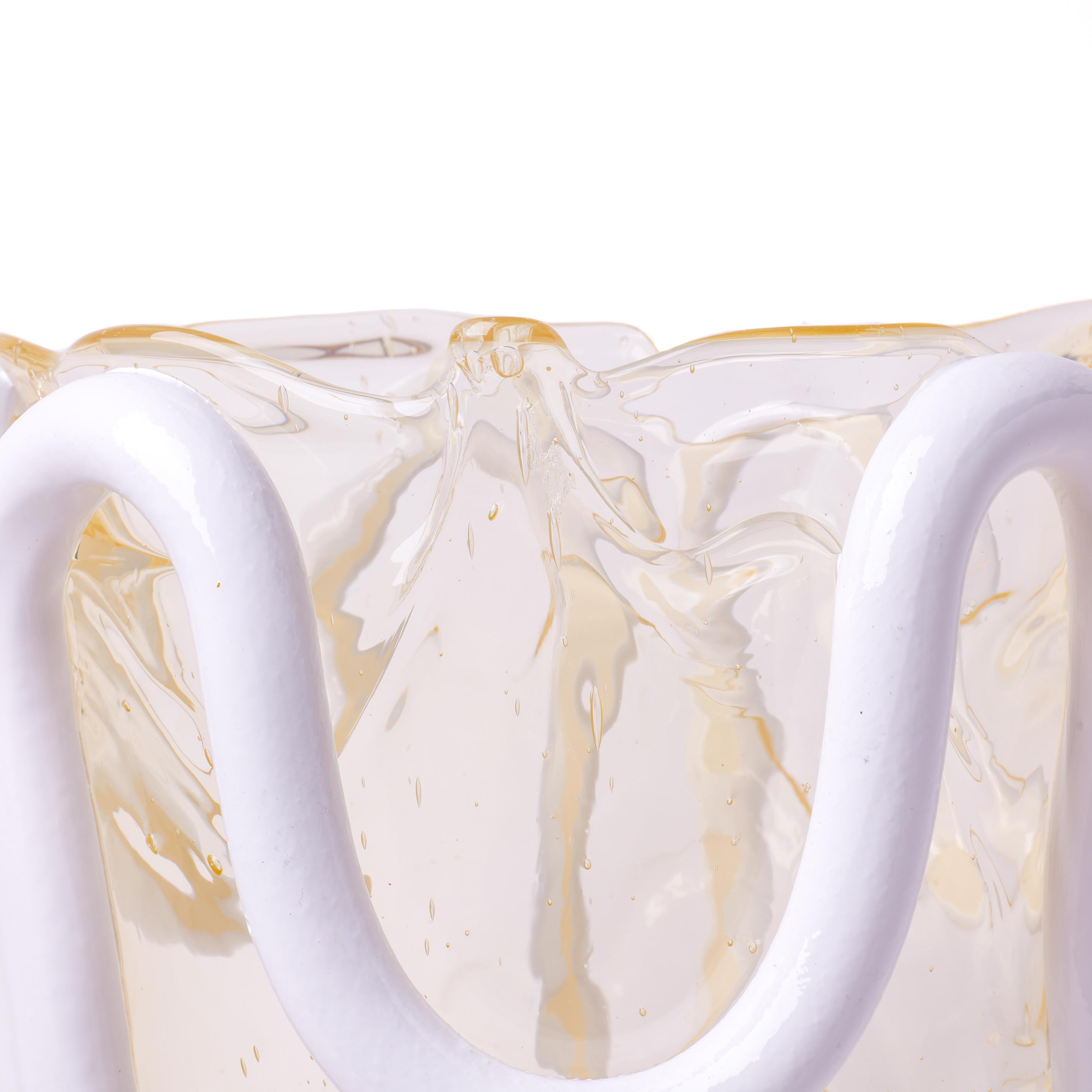 Contemporary Gaetano Pesce Indian Summer L Vase Soft Resin Clear And White For Sale 2