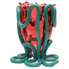 Contemporary Gaetano Pesce Indian Summer L Vase Soft Resin Fuchsia Ocean Blue