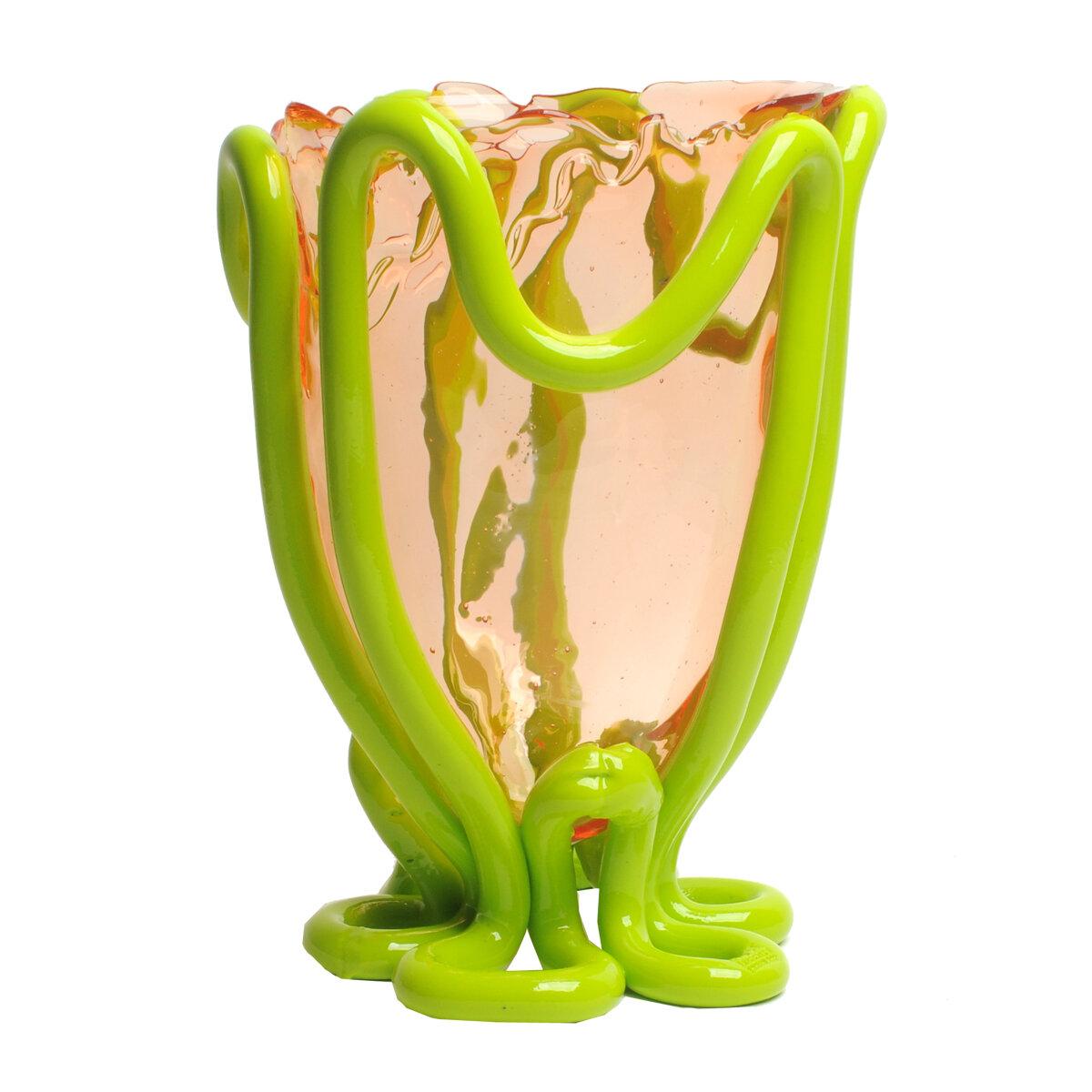Moderne Vase contemporain L indien d'été en résine souple rose citron de Gaetano Pesce en vente