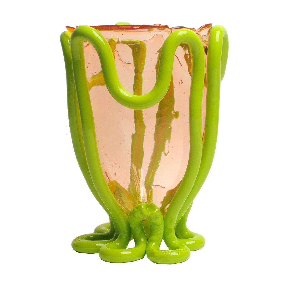 Italian Contemporary Gaetano Pesce Indian Summer L Vase Soft Resin Pink Lime For Sale