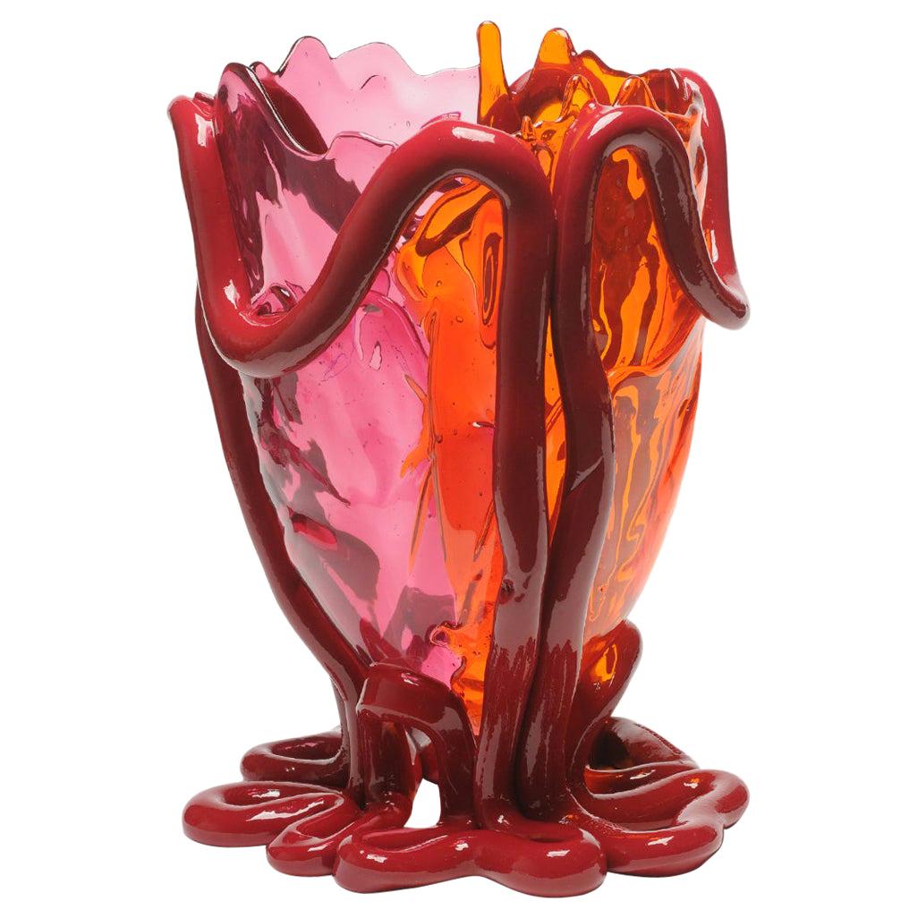 Contemporary Gaetano Pesce Indian Summer M Vase Resin Fuchsia Orange Bordeaux For Sale