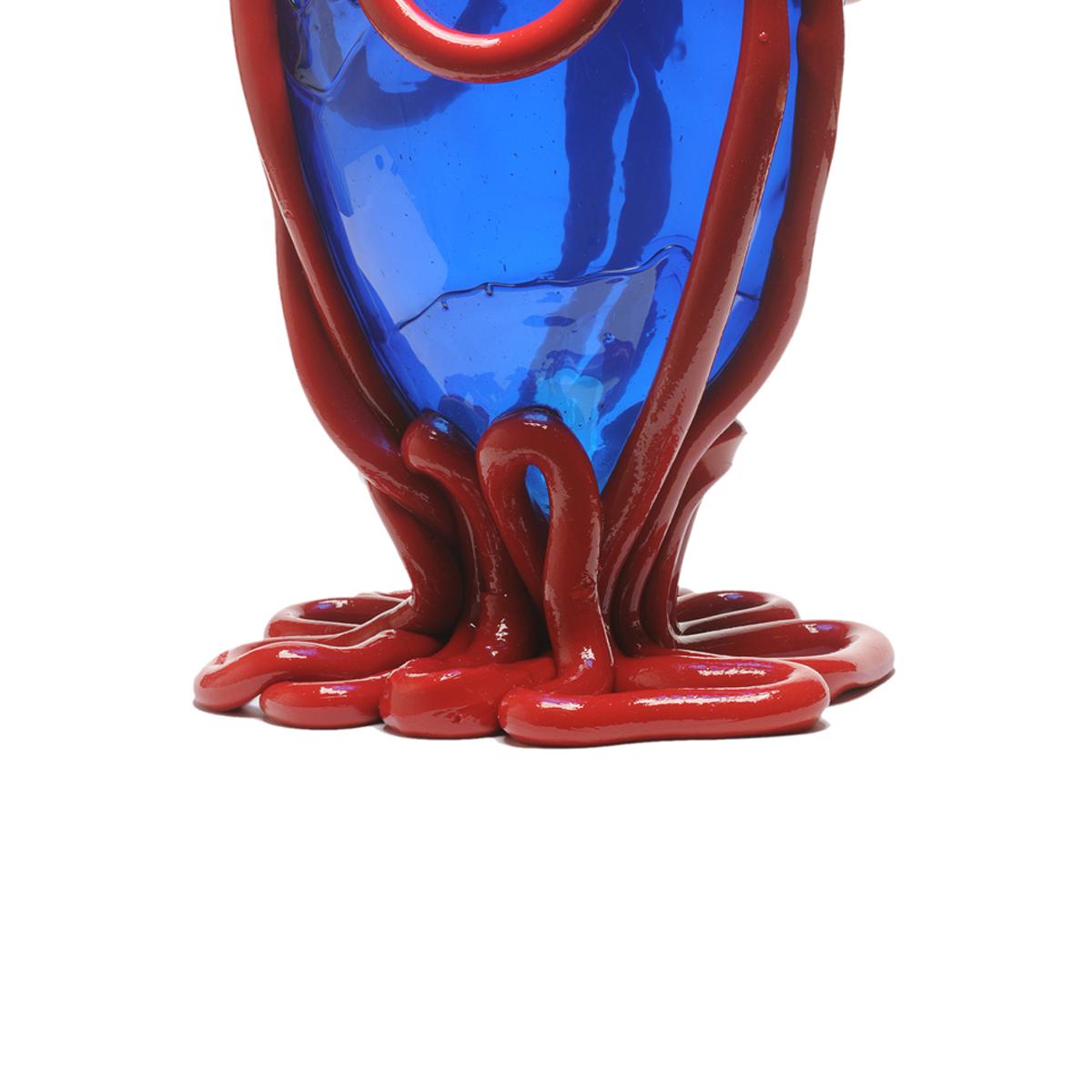 Modern Contemporary Gaetano Pesce Indian Summer M Vase Soft Resin Blue Red For Sale